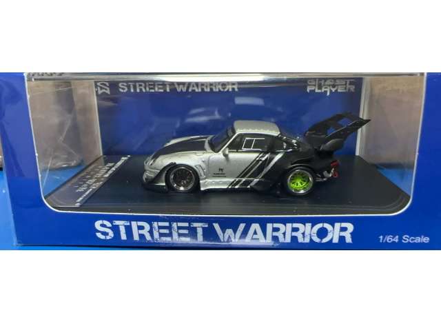 Street Weapon Modeliukas 1/64 RWB high tail, silver/black (yra Sandėlyje)
