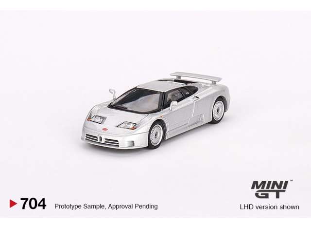 Mini GT Modeliukas 1/64 1995 Bugatti EB110 GT, grey-silver