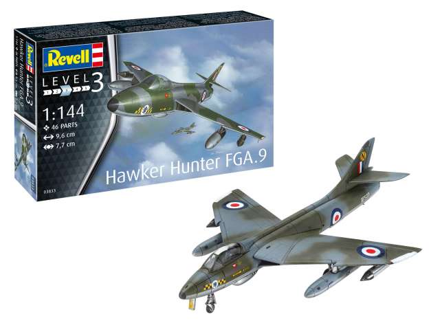 Revell - Germany Surenkamas modeliukas 1/144 Hawker Hunter FGA.9, Level 4, plastic modelkit