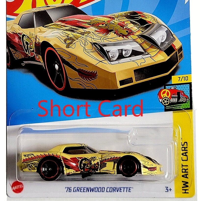 Hot Wheels Mainline Modeliukas 76 Greenwood Corvette Yellow-red