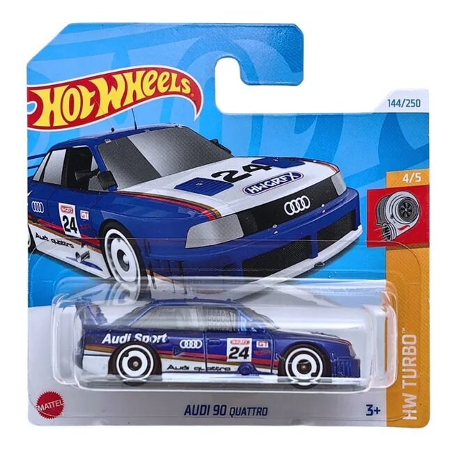 Hot Wheels Modeliukas Audi 90 Quattro blue Short Card