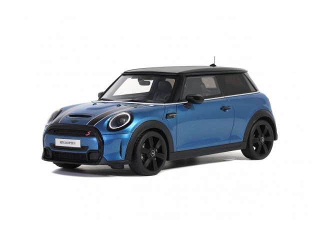 PRE-ORD3R OttO Miniatures Modeliukas 1/18 2021 Mini Cooper S *Resin series*, island blue with white stripes