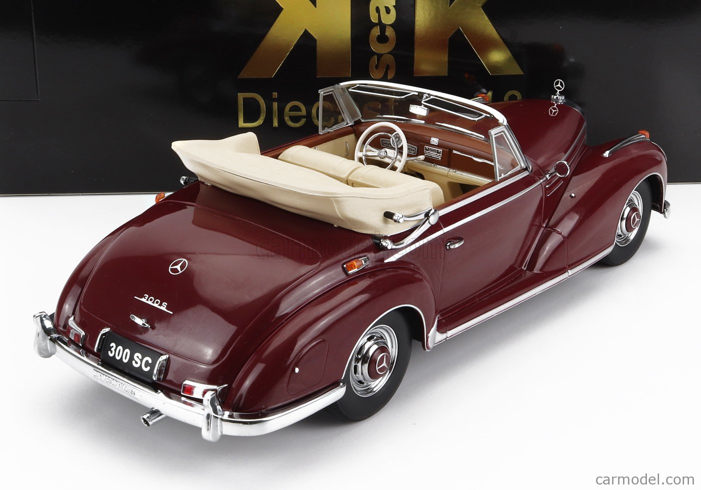 PRE-ORD3R KK Scale Modeliukas 1/18 1957 Mercedes Benz 300 SC W188 Cabrio, dark red