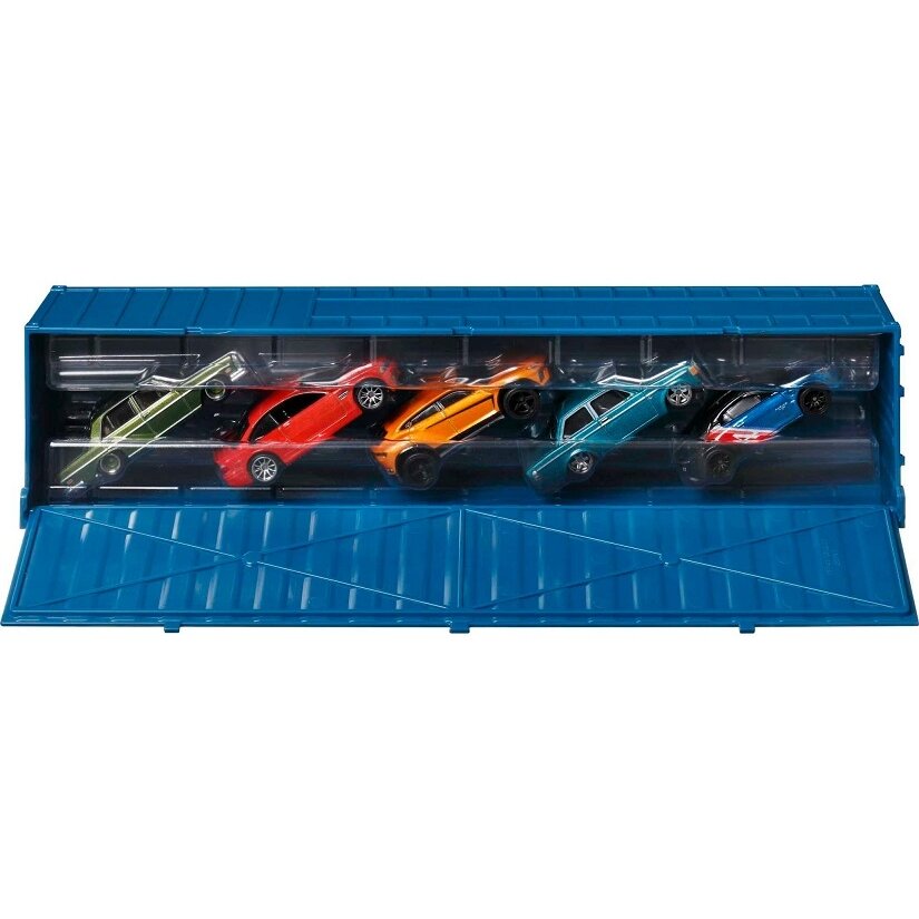 Hot Wheels Modeliukai konteineryje Autobahn, autostrasse container set-Volvo 142,Lamborghini Urus,Reanault Alpine A110,Mercedes 280 SEL,BMW M3 E46 (yra sandėlyje)
