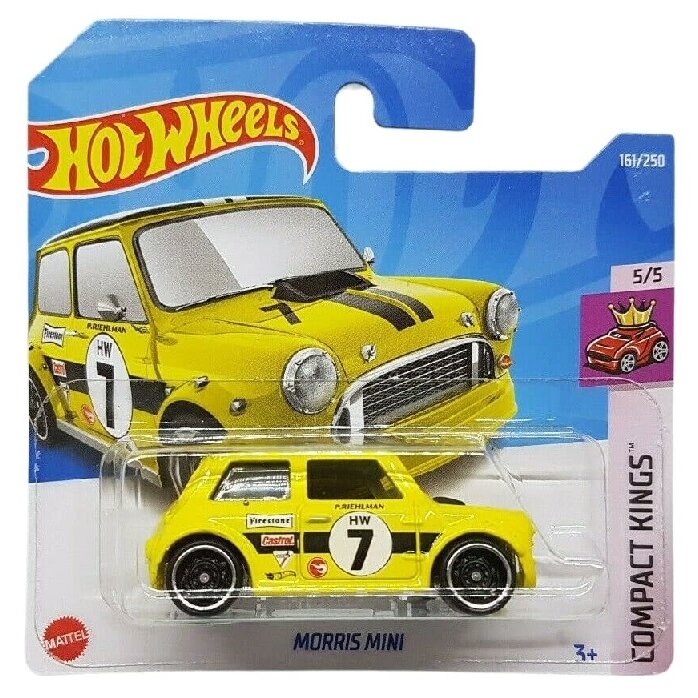 Hot Wheels Mainline Modeliukas Morris Mini Yellow Treasure Hunt TH short card