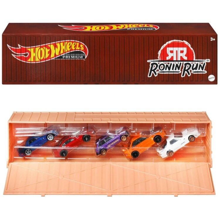 Hot Wheels Modeliukai konteineryje Ronin run container set- Mazda RX-7,Toyota Starlet,Nissan 300ZX,Subaru WRX STi 22B*