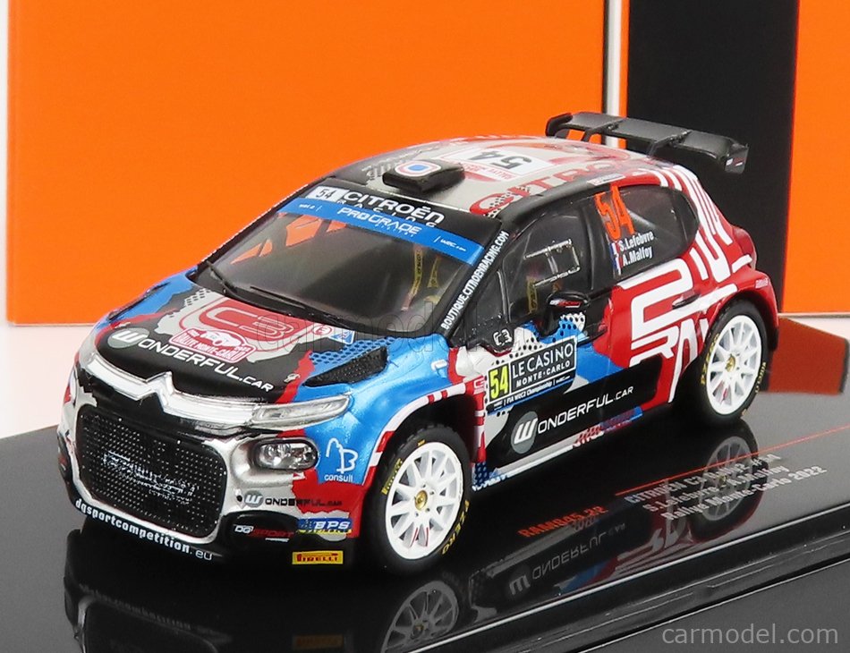 PRE-ORD3R IXO Models Modeliukas 1/43 2022 Citroen C3 Rally 2 #54 S. Lefebvre/A. Malfoy WM Rally Monte Carlo,