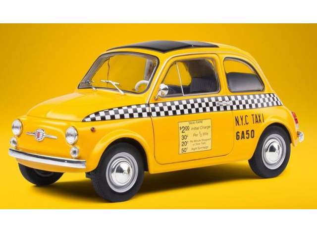 PRE-ORD3R Solido Modeliukas 1/18 Fiat 500 *Taxi New York City*, yellow