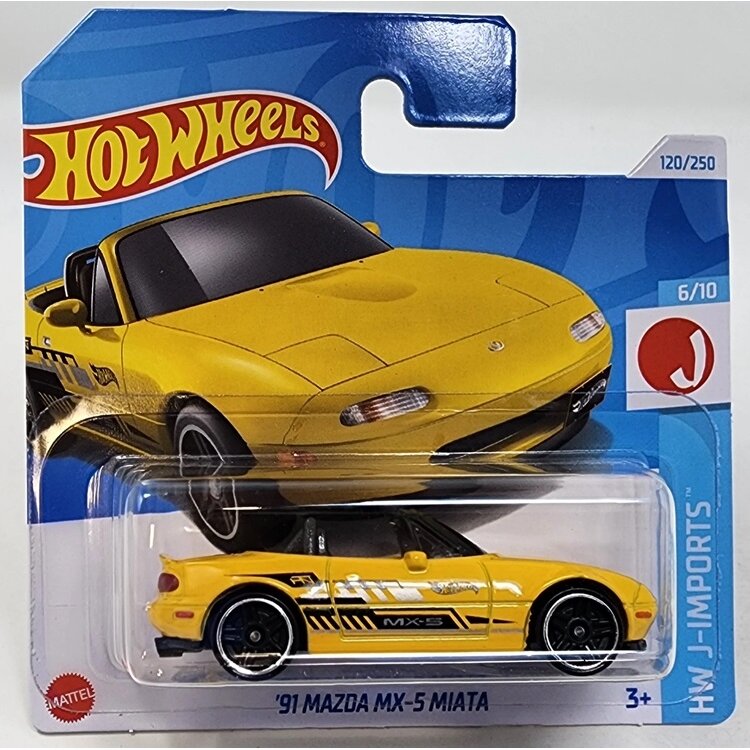 Hot Wheels Modeliukas 91 mazda MX-5 Miata yellow