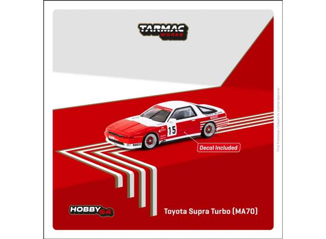 PRE-ORD3R Tarmac Modeliukas 1/64 1987 Toyota Supra Turbo (MA70) #15 M. Micangeli/E. Calderari ETCC, red/white