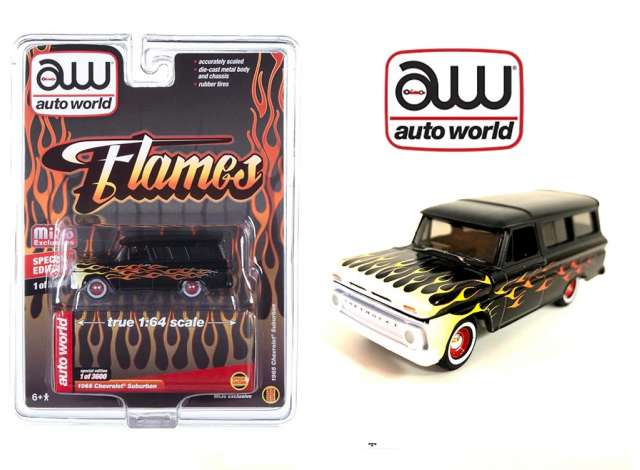 PRE-ORD3R Auto World Modeliukas 1965 Chevrolet Suburban, black with flames