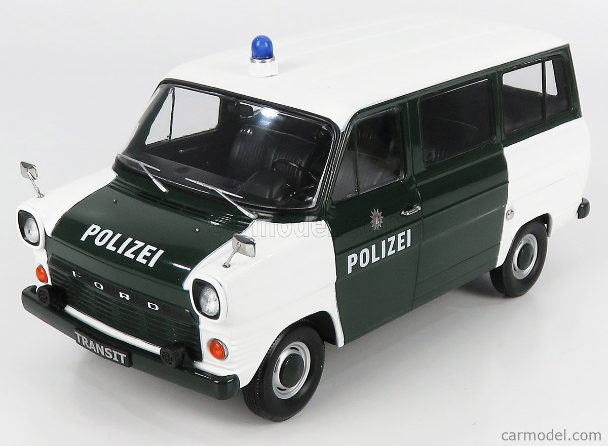 PRE-ORD3R KK Scale Modeliukas 1965 Ford Transit Bus *Polizei Hamburg*, dark green/white