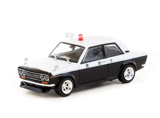 PRE-ORD3R Tarmac Modeliukas 1/64 Datsun 510 *Police Car*, white/black