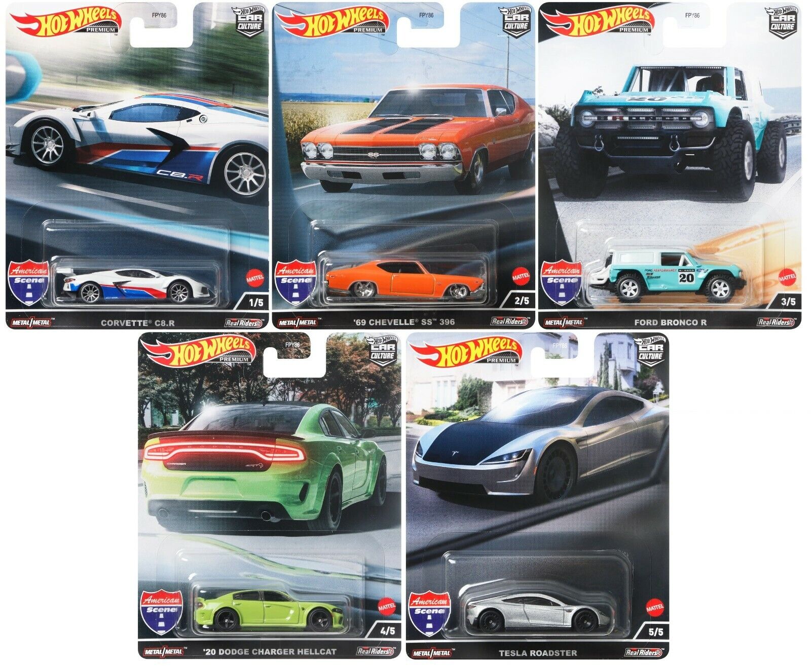 Hot Wheels Premium Modeliukas American Roads Realriders cars