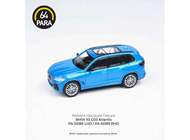 Para64 Modeliukas BMW X5 *Right Hand Drive*, atlantis blue (cars in a deluxe Acrylic window box) (yra Sandėlyje)