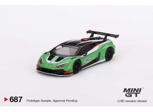 Mini GT Modeliukas Lamborghini Huracan GT3 EVO2 Presentation, green (yra Sandėlyje)