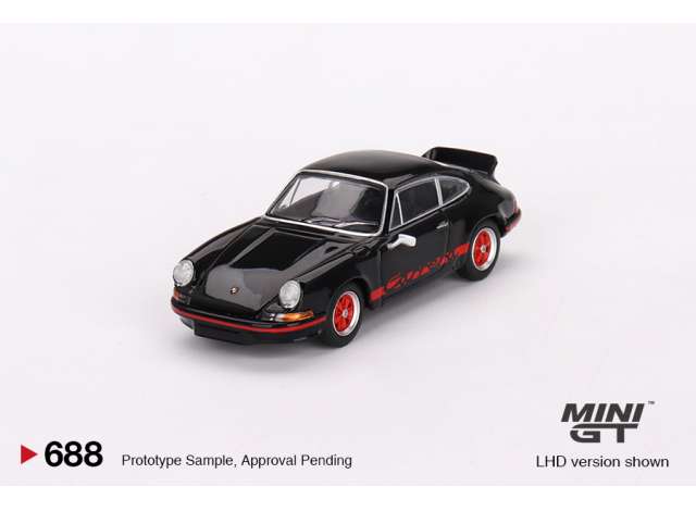 Mini GT Modeliukas Porsche 911 Carrera RS 2.7, black with red Livery (yra Sandėlyje)