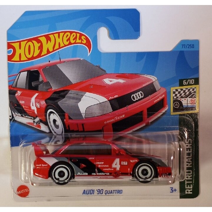 Hot Wheels Modeliukas Audi '90 Quattro, red short card (yra Sandėlyje)