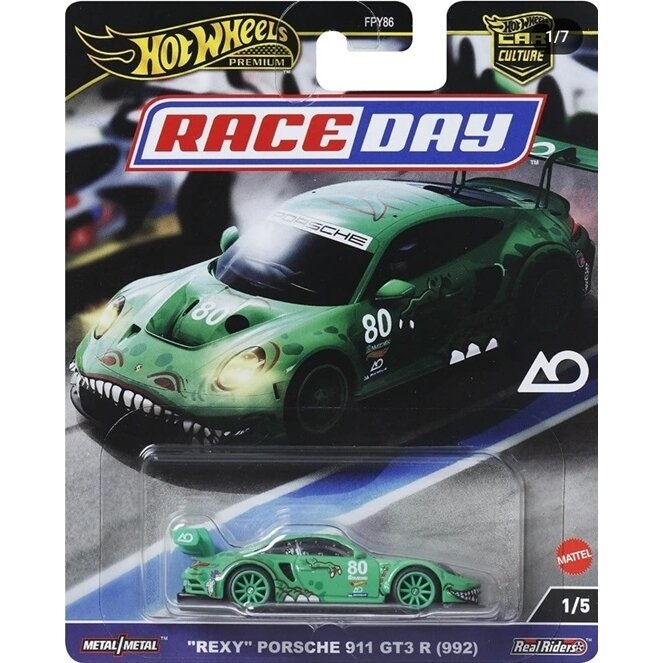 Hot Wheels Premium Race Day Car Culture Modeliukas REXY 2023 Porsche 911 GT3 R (yra Sandėlyje)