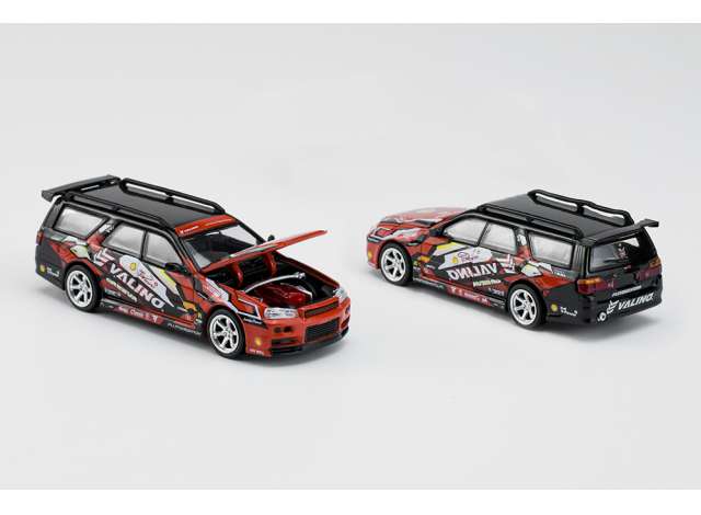 PRE-ORD3R Pop Race Limited Modeliukas Nissan Stagea R34 *Valino Special* Pluto Driftagea 34, black/red