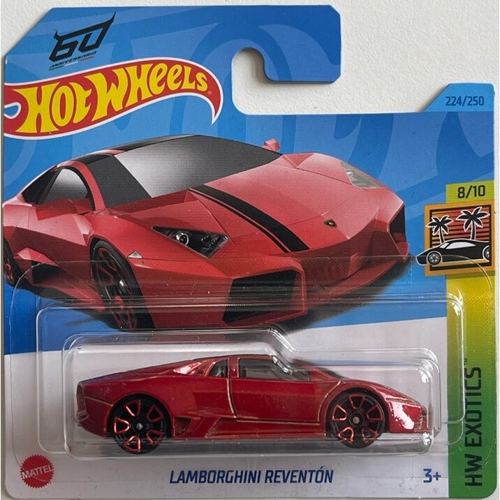 Hot Wheels Mainline Modeliukas Lamborghini Reventon Red Short Card