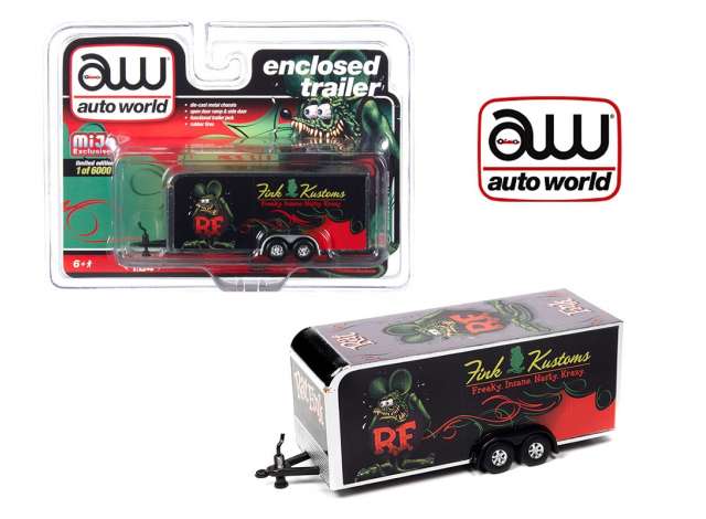 PRE-ORD3R Auto World Modeliukas Enclosed *Rat Fink* Trailer