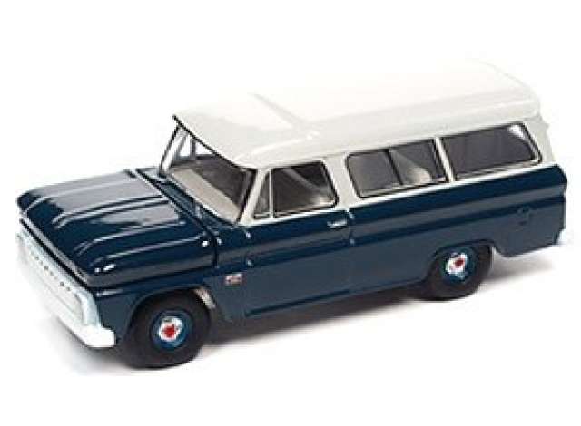 PRE-ORD3R Auto World Modeliukas 1966 Chevrolet Suburban, Dark Blue Body with White Roof