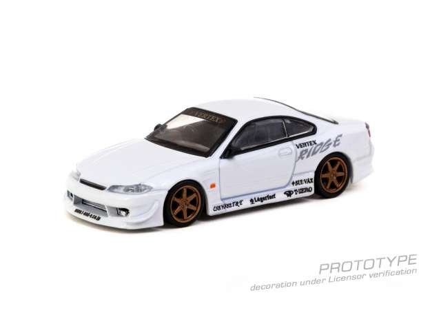 Tarmac Modeliukas 1/64 Vertex Nissan Silvia S15, white metallic (yra Sandėlyje)
