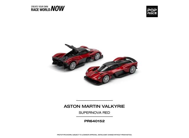PRE-ORD3R Pop Race Modeliukas 1/64 Aston Martin Valkyrie, supernova red