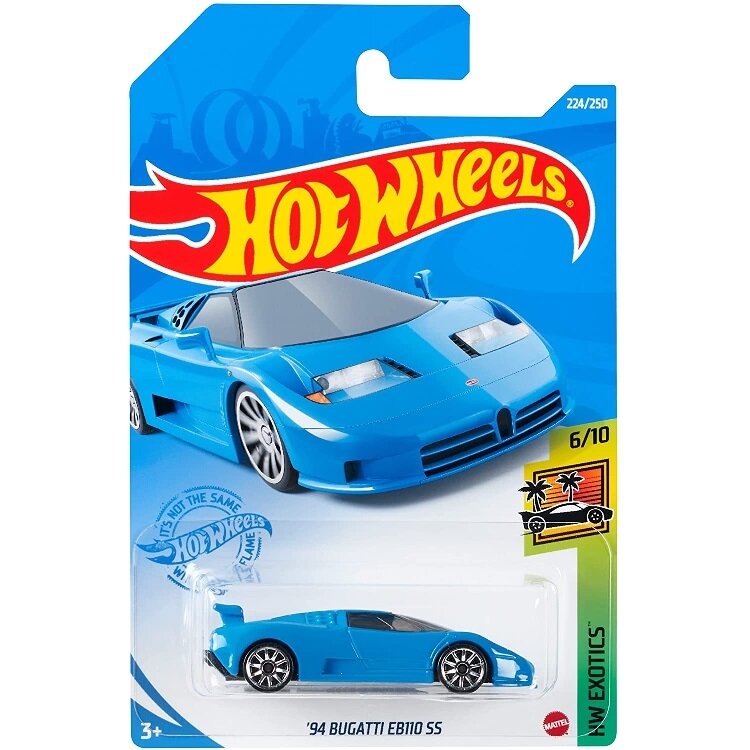 Hot Wheels Modeliukas Bugatti EB110 SS Blue  Long Card