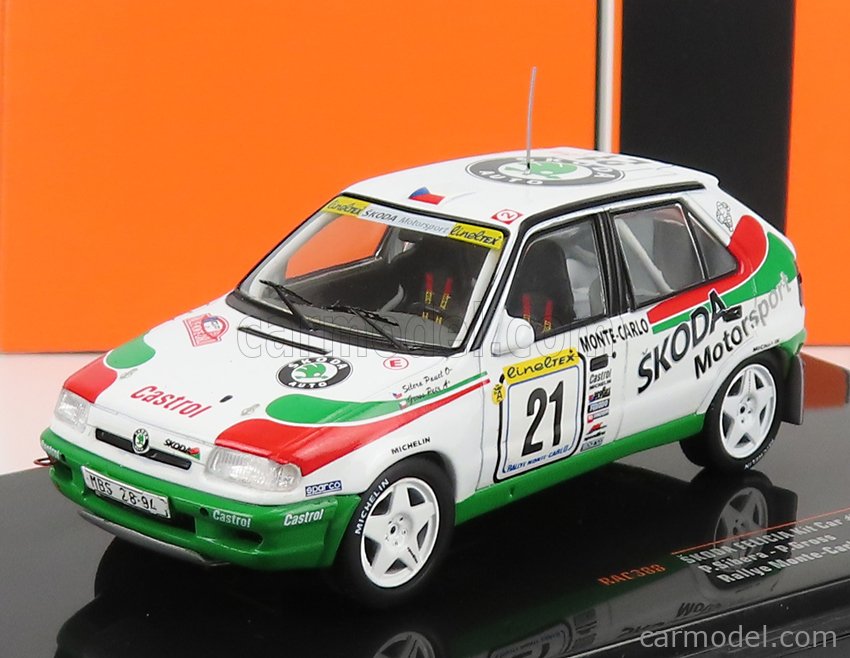 PRE-ORD3R IXO Models Modeliukas 1997 Skoda Felicia Kit Car No.21 Rally Monte Carlo Sibera/Gross, white/green
