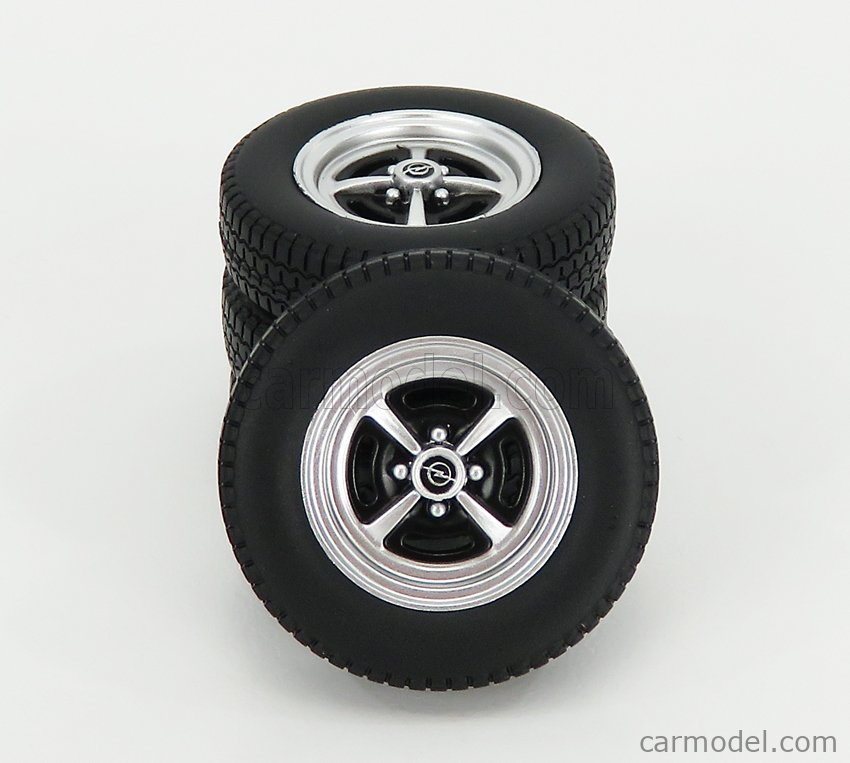 PRE-ORD3R KK Scale Ratų komplektas Opel Kadett B Sport Wheel and Tyre Set, black/chrome