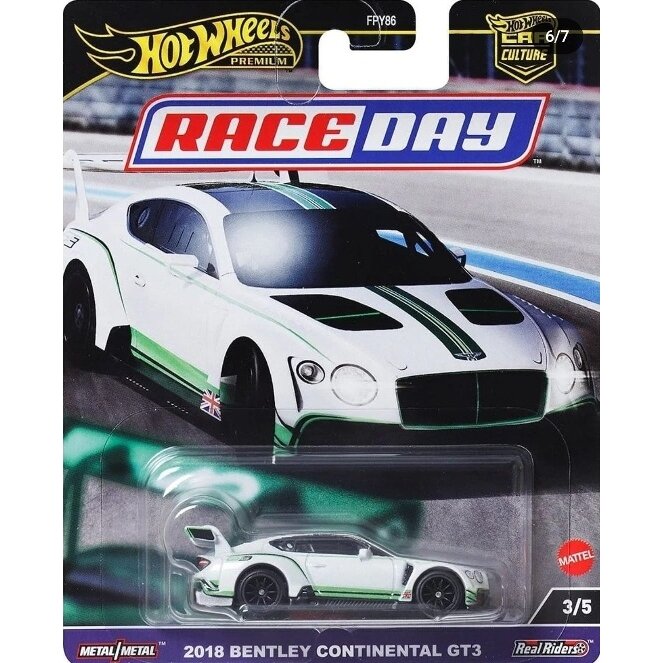 Hot Wheels Premium Race Day Car Culture Modeliukas 2018 Bentley Continental GT3 (yra Sandėlyje)