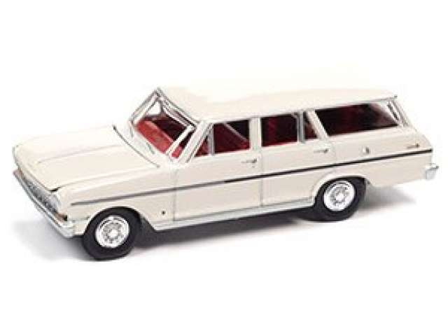 PRE-ORD3R Auto World Modeliukas 1963 Chevrolet II Nova Station Wagon, Ermine White