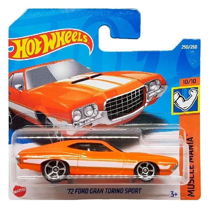 Hot Wheels Mainline Modeliukas 72 Ford Gran Torino Sport Orange (yra Sandėlyje)