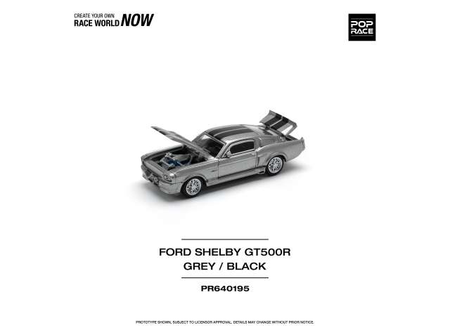 PRE-ORD3R Pop Race Modeliukas 1/64 1967 Shelby Mustang GT500, grey/black