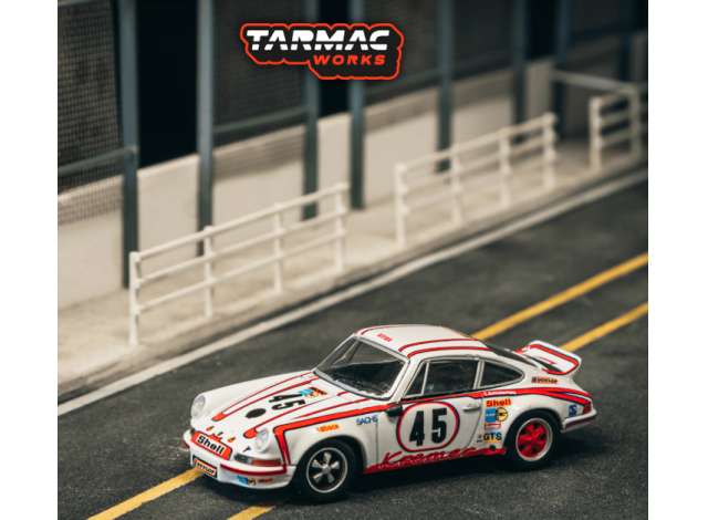 PRE-ORD3R Tarmac Modeliukas 1/64 1973 Porsche 911 Carrera RSR 2.8 24h Le Mans #45 Winner, white/red