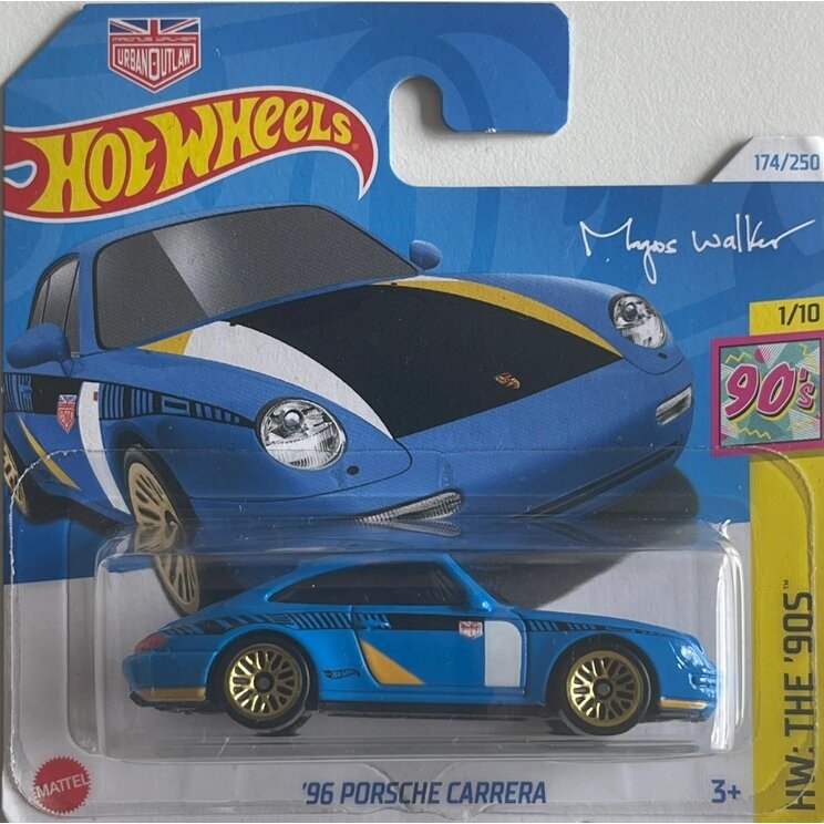 Hot Wheels Mainline Modeliukas 96 Porsche Carrera Blue Short card