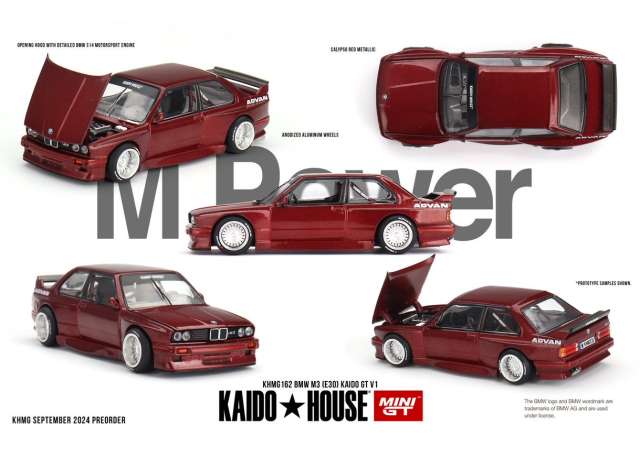 PRE-ORD3R Mini GT Modeliukas 1/64 1989 BMW M3 (E30) Kaido GT V1, red
