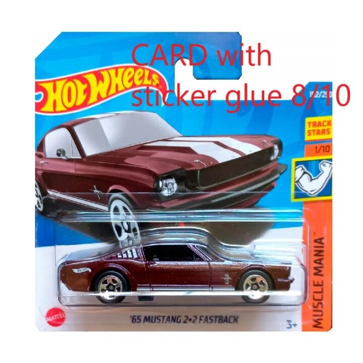 KLIJŲ ŽYMĖS!!! Hot Wheels Modeliukas 65 mustang 2+2 Fastback brown short card