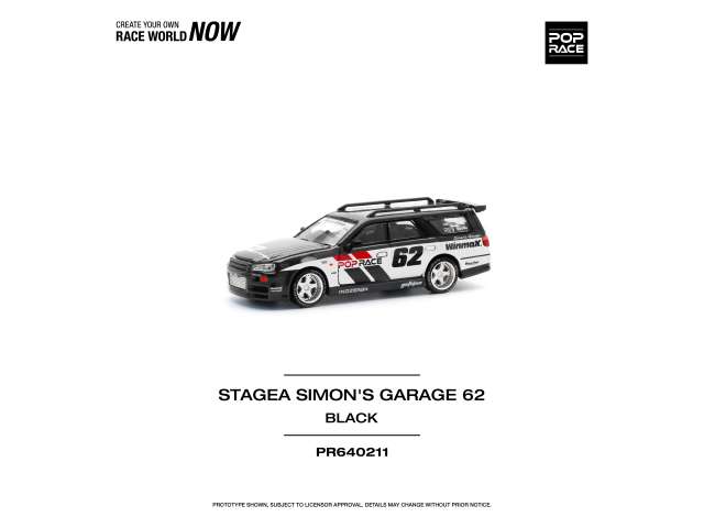 PRE-ORD3R Pop Race Modeliukas 1/64 Nissan Stagea Simon`s Garage #62, black