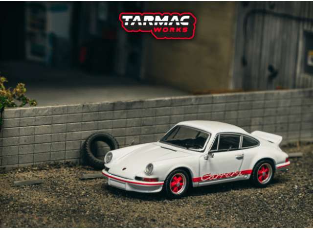 PRE-ORD3R Tarmac Modeliukas 1/64 Porsche 911 Carrera RS 2.7 Lightweight, white/red