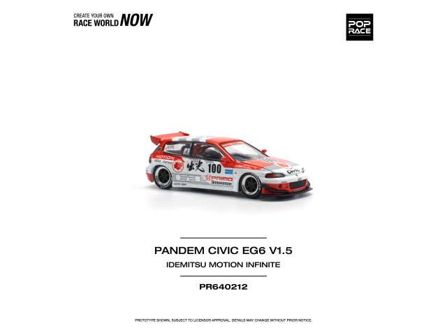 PRE-ORD3R Pop Race Modeliukas 1/64 Pandem Civic EG67 V1.5, Idemitsu Motion Infinite