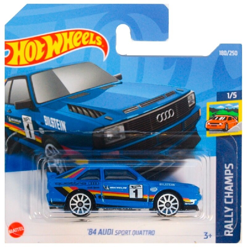 DIDELIS KAINOŽENKLIS!!! Hot Wheels Modeliukas '84 Audi Sport Quattro Blue (yra Sandėlyje)