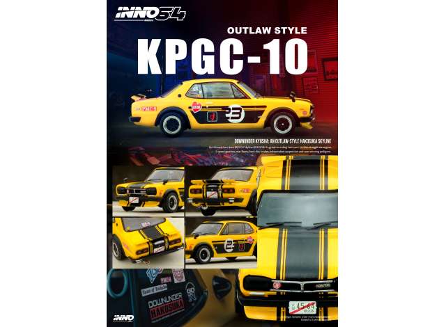 PRE-ORDER Inno64 Modeliukas 1/64 Nissan Skyline 2000 GT-R (KPGC10), yellow/black