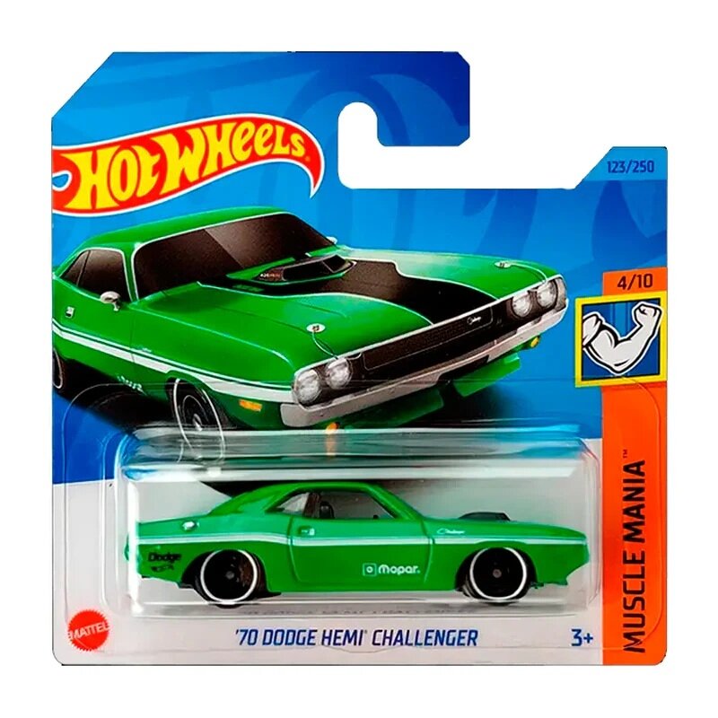 Hot Wheels Modeliukas 70 dodge hemi Challenger green short card (yra Sandėlyje)