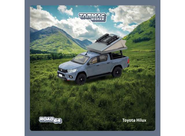PRE-ORD3R Tarmac Modeliukas 1/64 Toyota Hilux with Camping Tent, grey