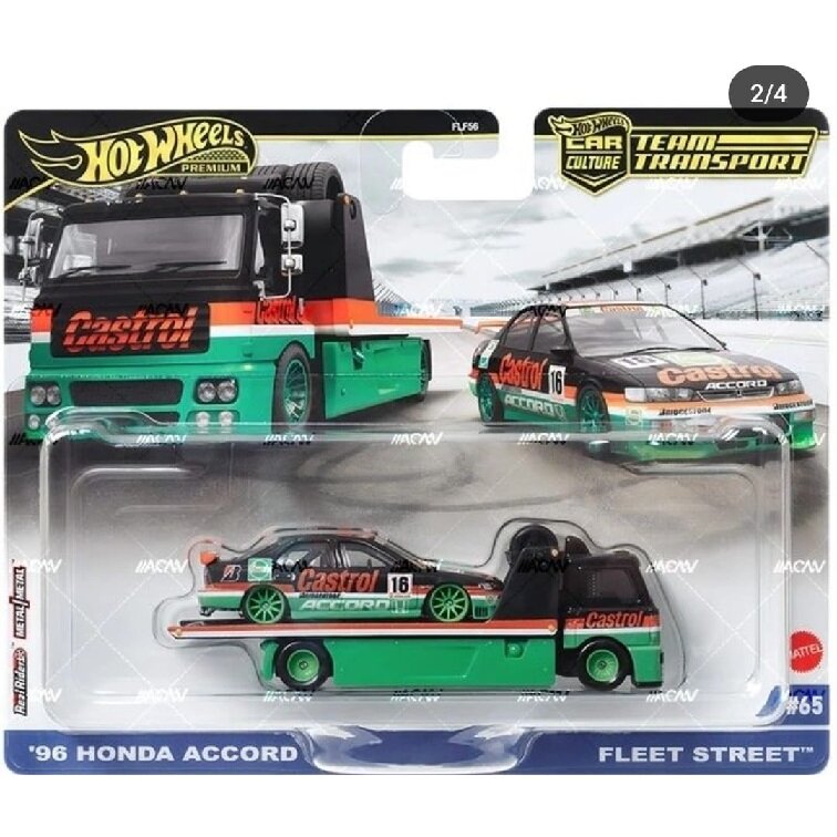 Hot Wheels Premium Team Transport Modeliukas Fleet Street & 1996 Honda Accord *Castrol*