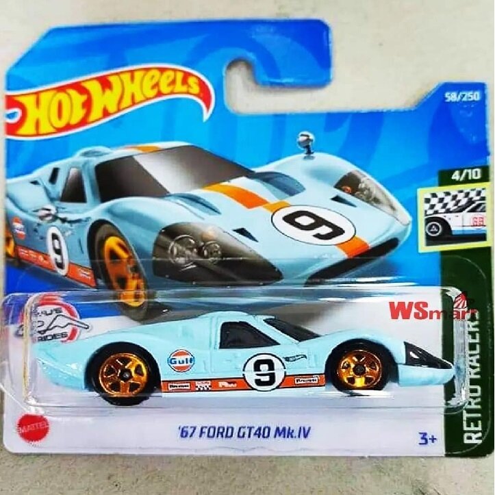 Hot Wheels Modeliukas '67 Ford GT40 Mk IV. with a Gulf Livery (kortelė 8/10)