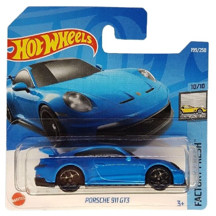 Hot Wheels Modeliukas Porsche 911 GT3 blue 2023 short card